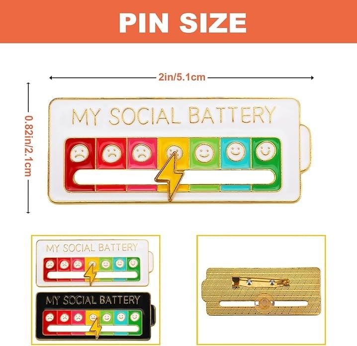 Sliding My Social Battery Enamel Mood Pin for Introverts Extroverts Mood Tracker