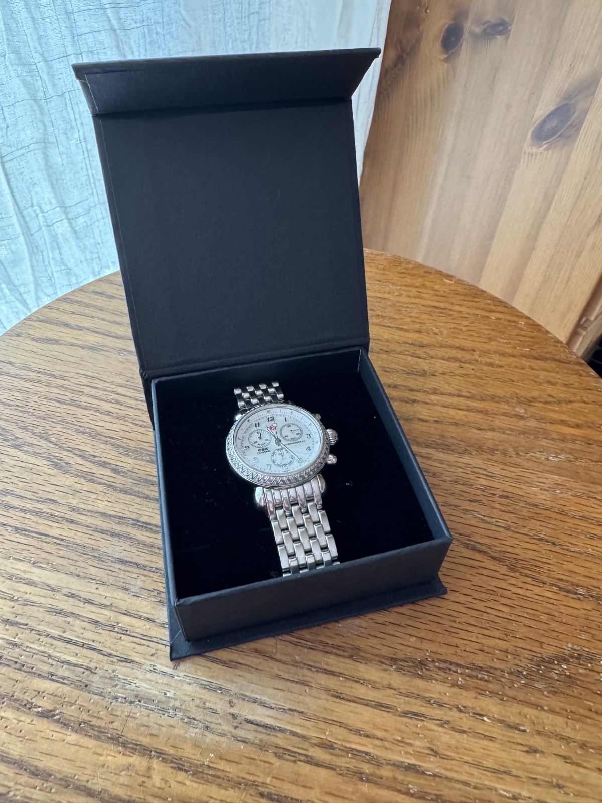 Michele CSX Diamond Bezel Mother of Pearl Chronograph Watch, 36mm • MW03M01A1025