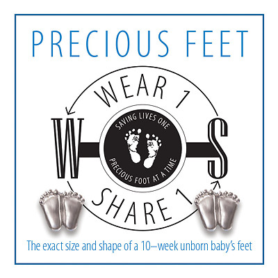 Precious Feet, Silver-Colored, Wear1Share1 Card Jewelry, Lapel Pin