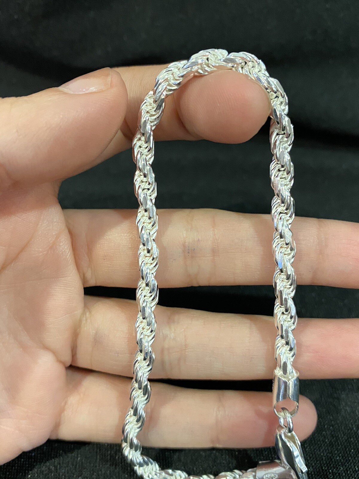 .925 Sterling Silver Men’s Male Women’s Twisted Rope Chain Bracelet 8.5 inches