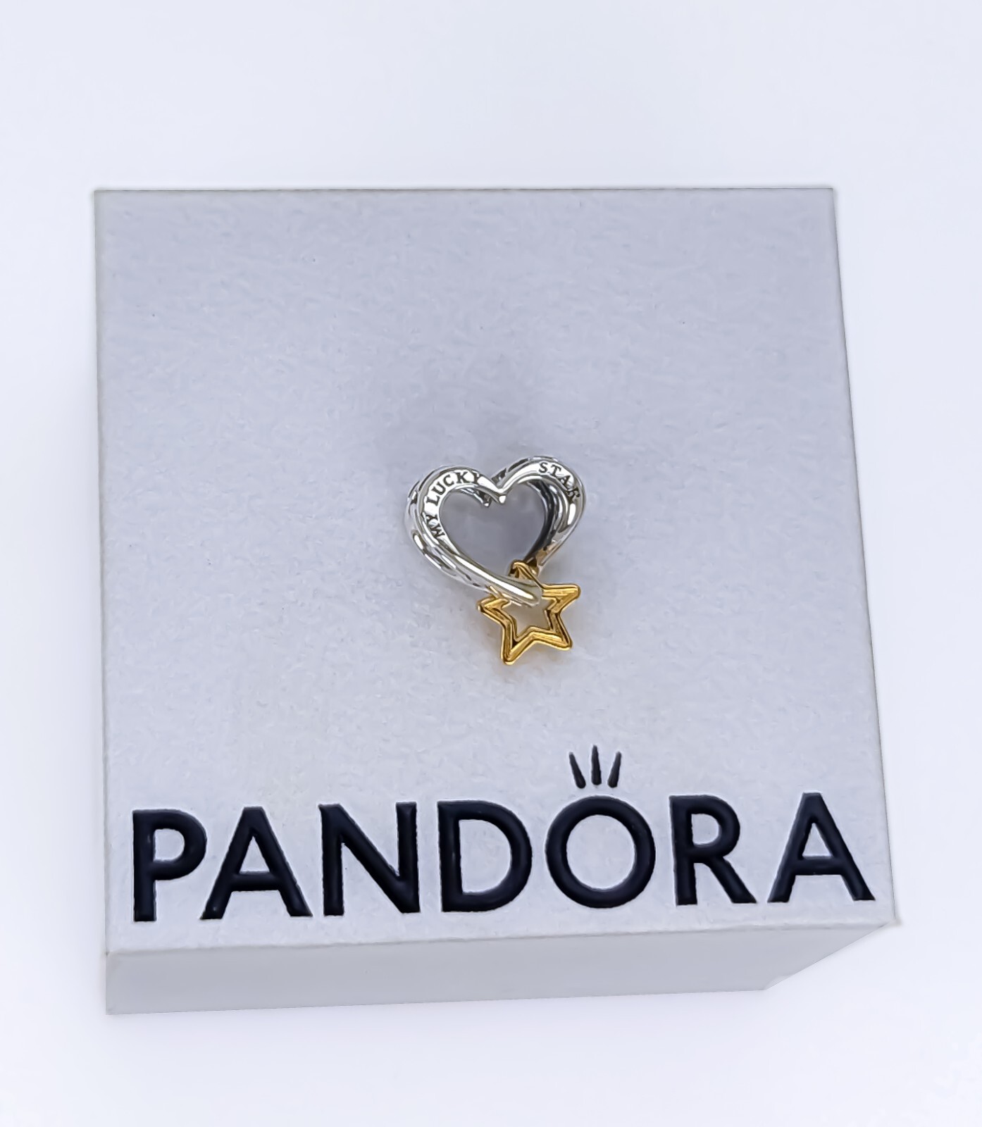 New 100% Authentic PANDORA Gold Silver My Lucky Star & Heart Charm 763513C00