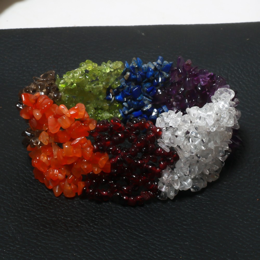 Choose Any Gemstone Multi Strand Chip Stretchable Bracelet Crystal Jewelry Gift