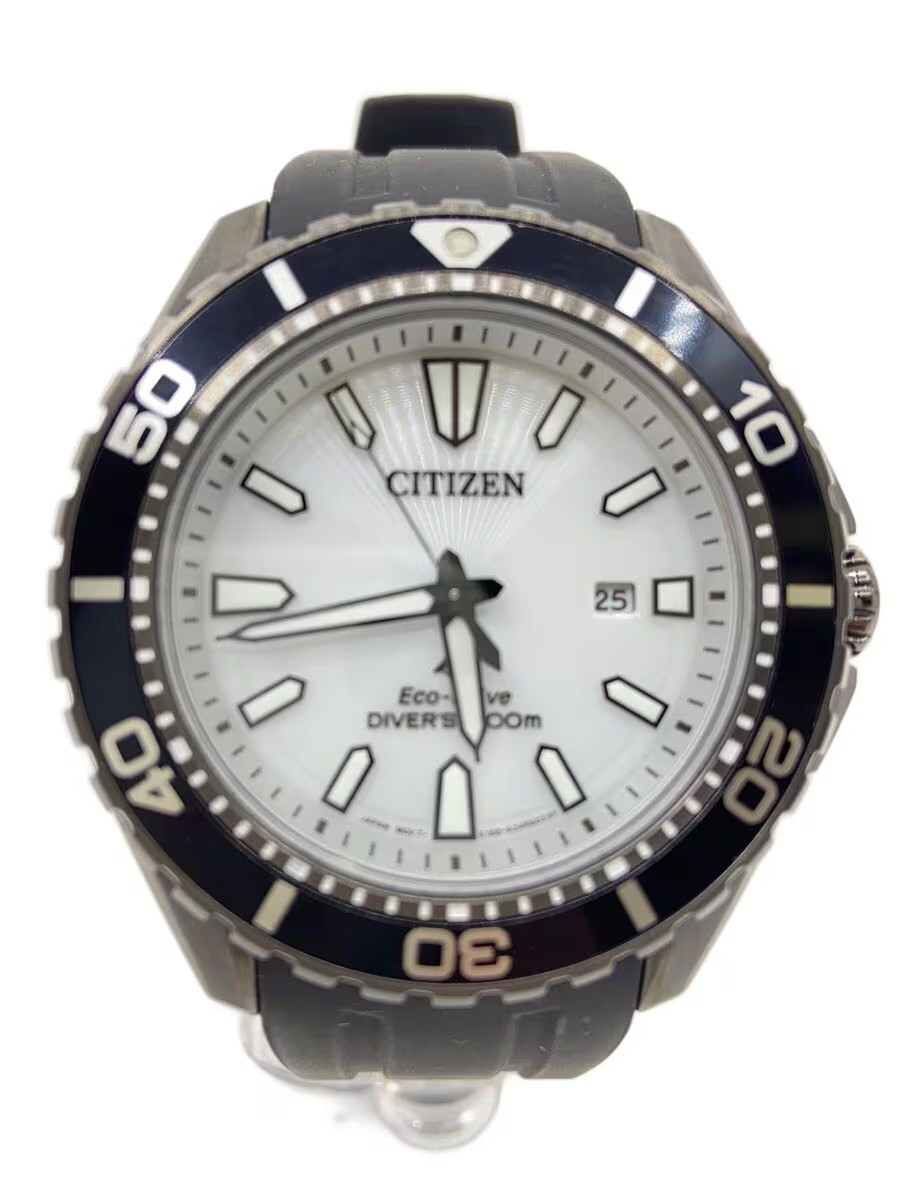 CITIZEN Solar Watch Analog Rubber WHT BLK Eco Drive E168 003FR09