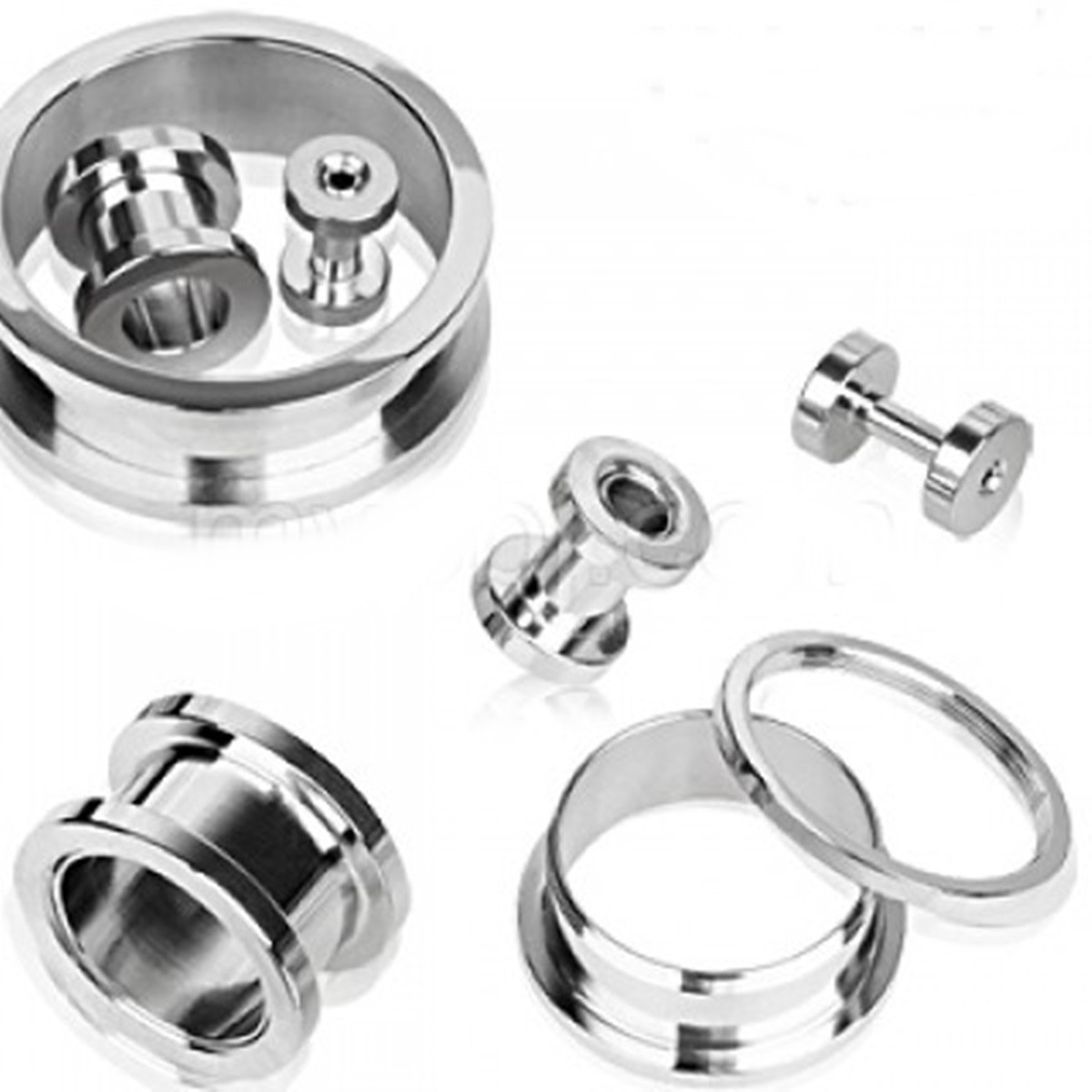 PAIR-Solid Steel Screw On Ear Tunnels 04mm/6 Gauge Body Jewelry