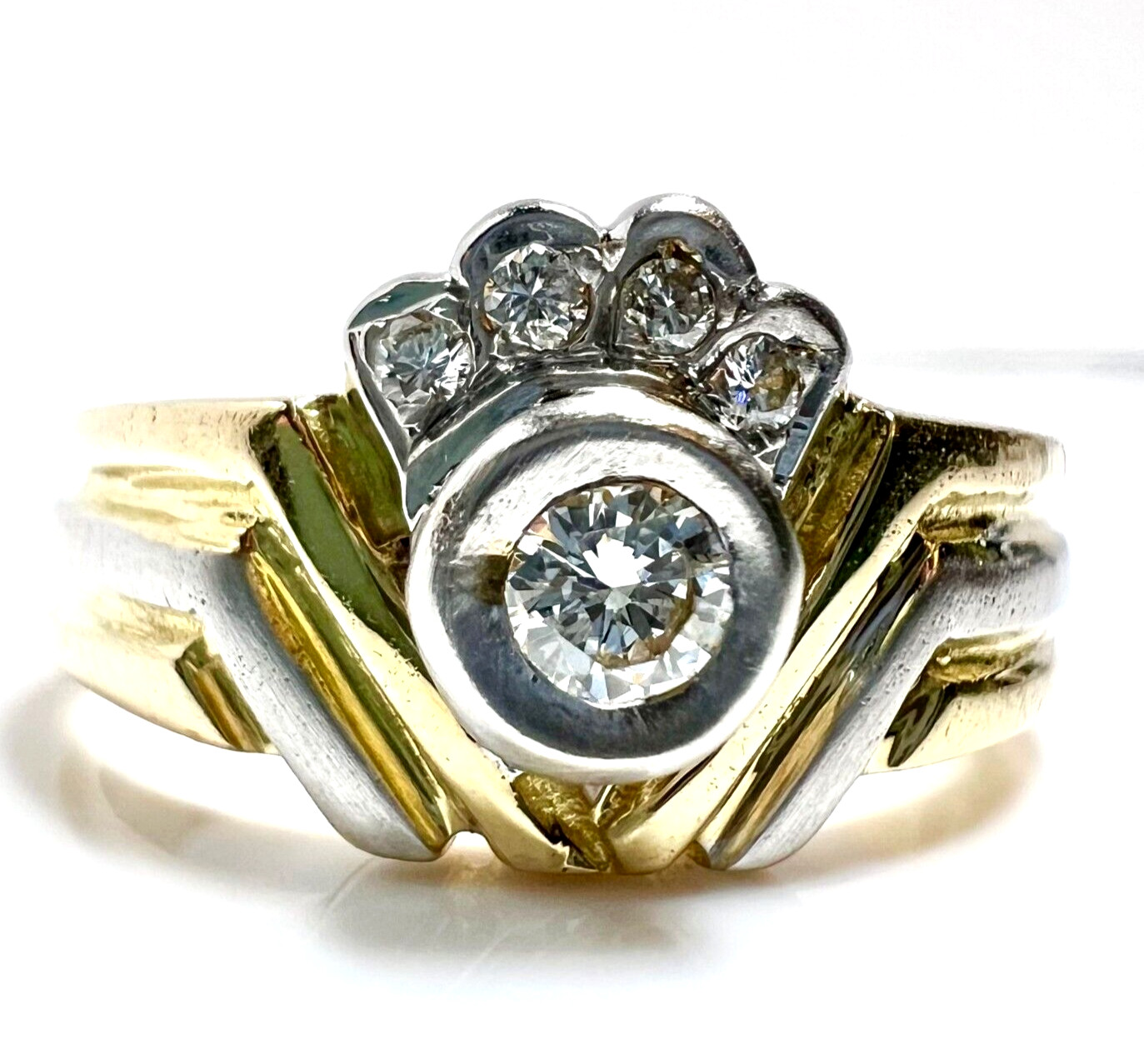 Ring 585 White Gold Gold 0.18 ct. Diamonds Size: 54 / 17.2mm Changeable 4.6g