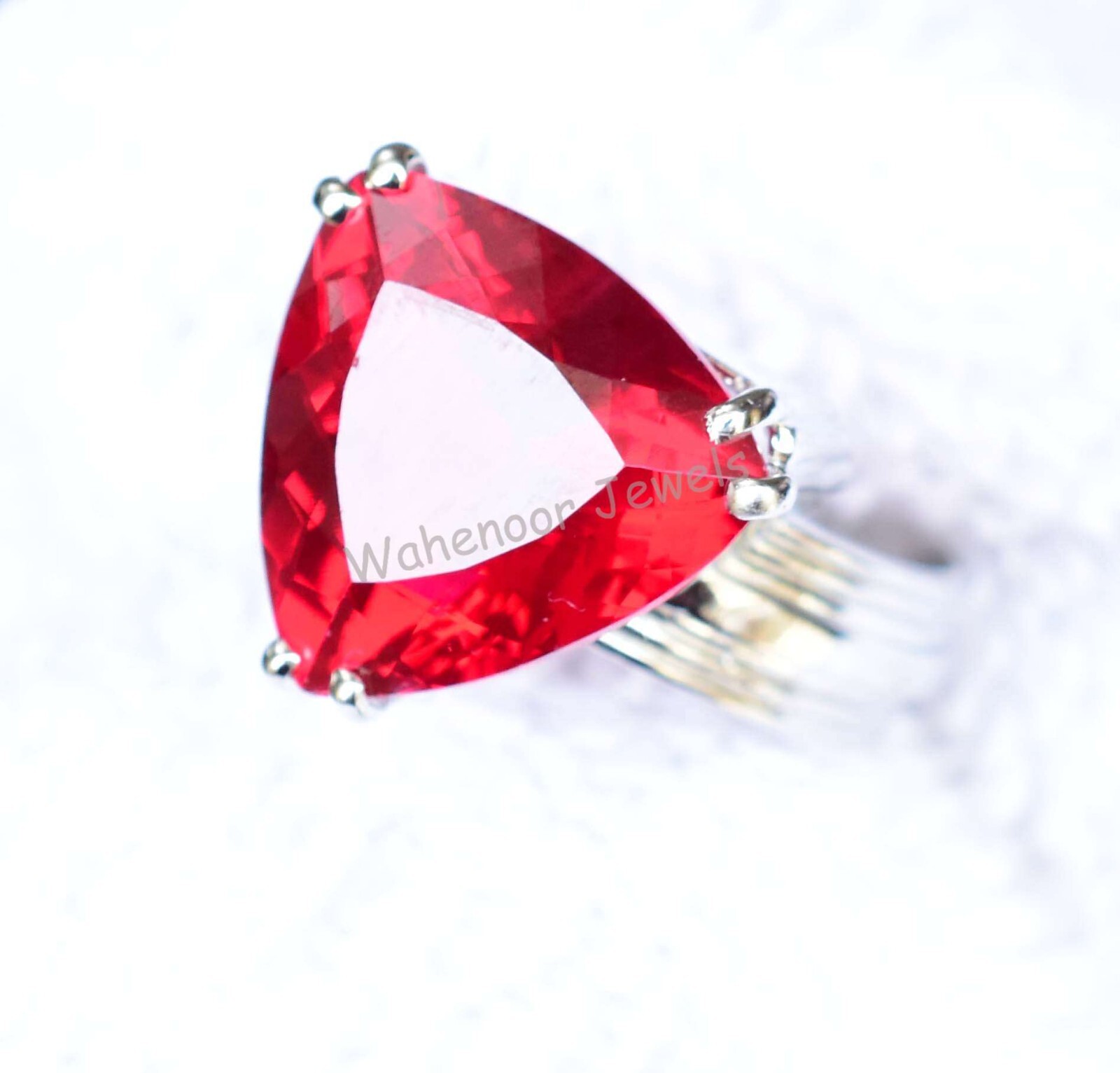 925 Sterling Silver Ring Natural Ruby 15 MM Round Wedding Ring CERTIFIED