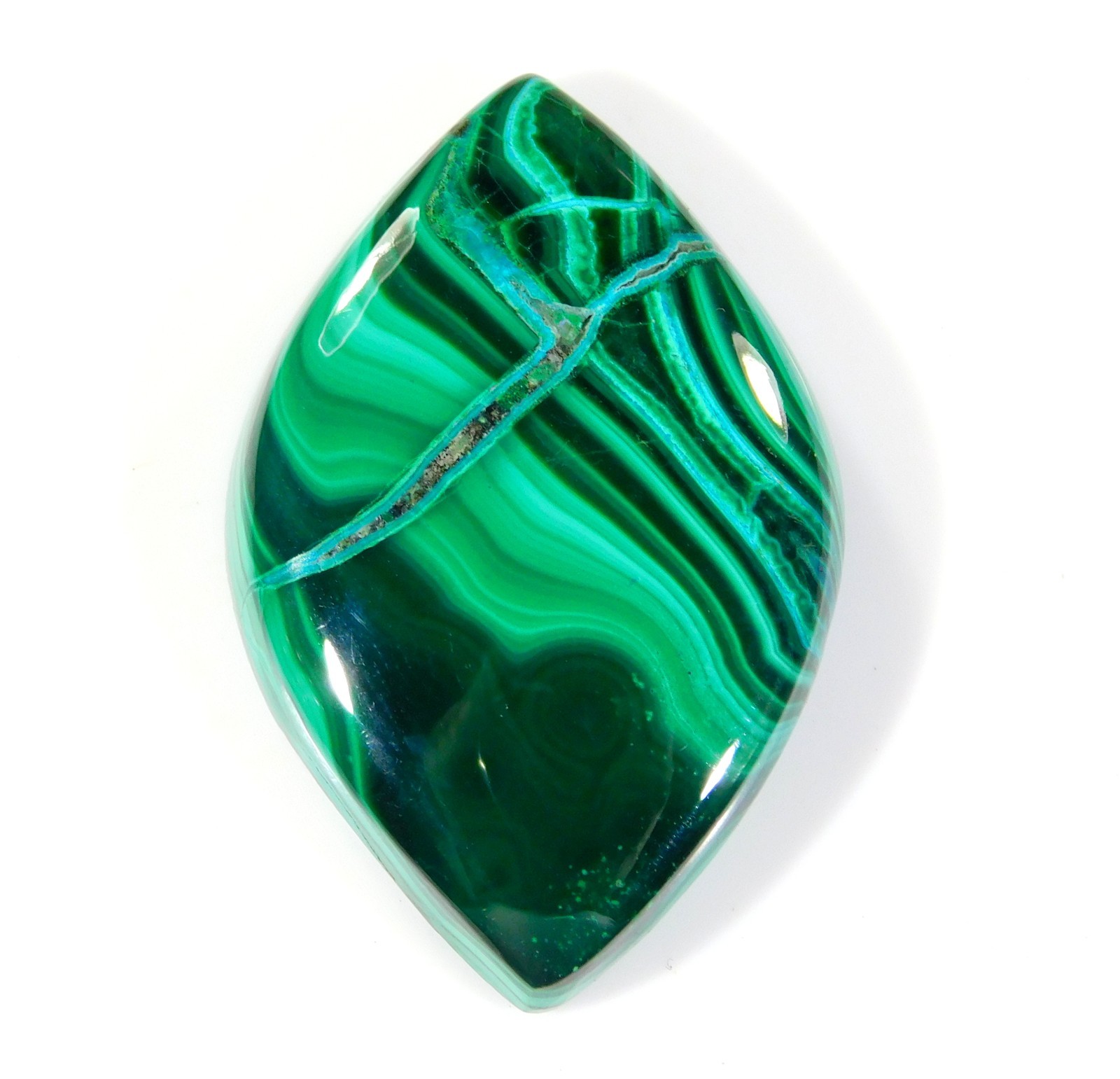 72Ct 37x24x7mm 100%Natural Designer Green Malachite Marquise cab Gemstone BO=200