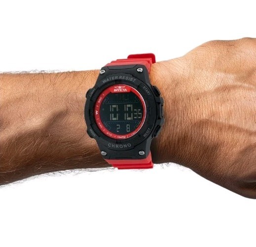 Invicta 47528 Men’s Racing 52mm Watch, Red, Black Dial 52mm Polyurethane Band