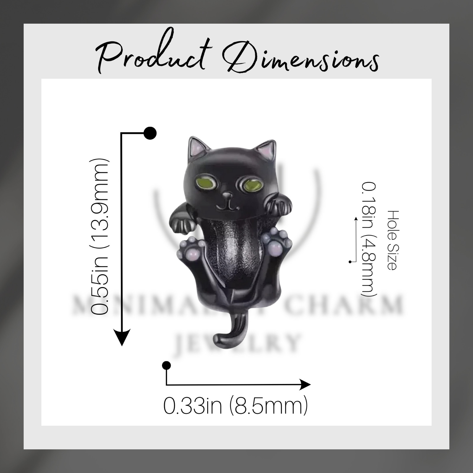 Holding Black Cat Charm For Bracelet, Black Cat Charm, Animal Theme Charm