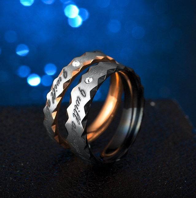 New Design Stainless Steel Couple Rings Promise Love Forever Wedding Gift