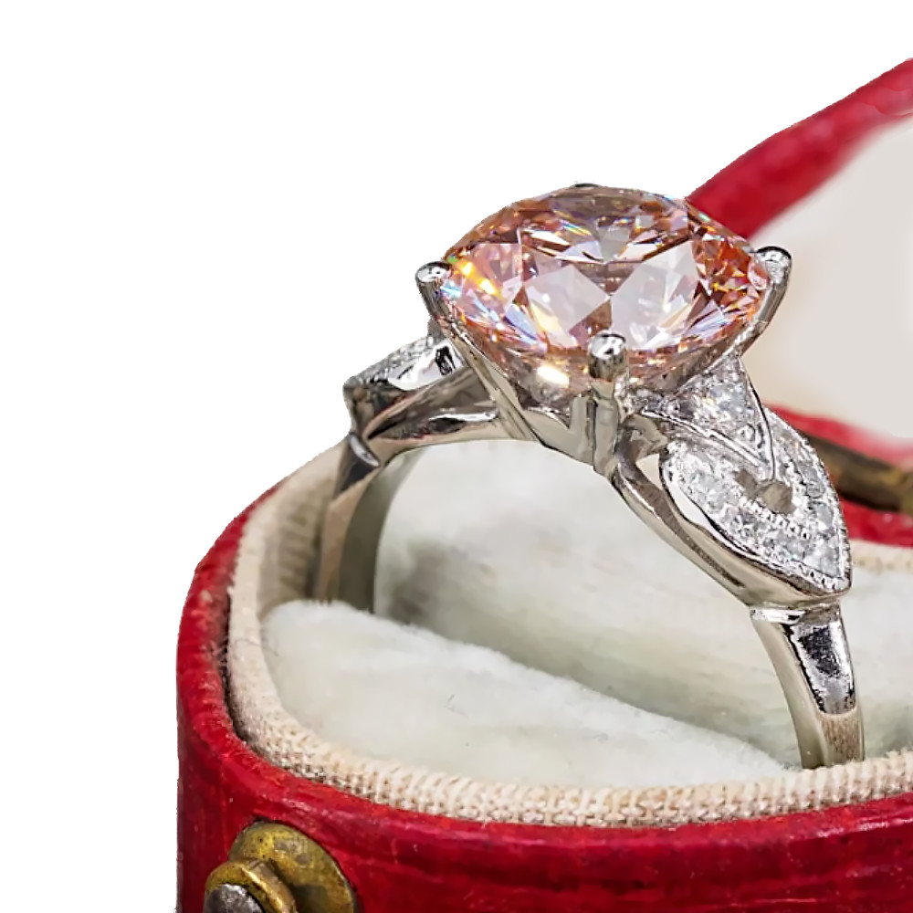 Round Cut 4.10 TCW IGI Lab Grown Fancy Intense Pink Diamond Ring in 950 Platinum