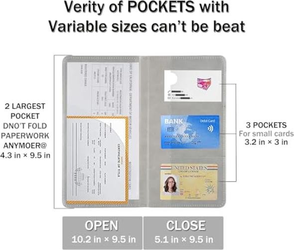 UYYE Auto Car Registration and Insurance Documents Holder – PU Leather Grey