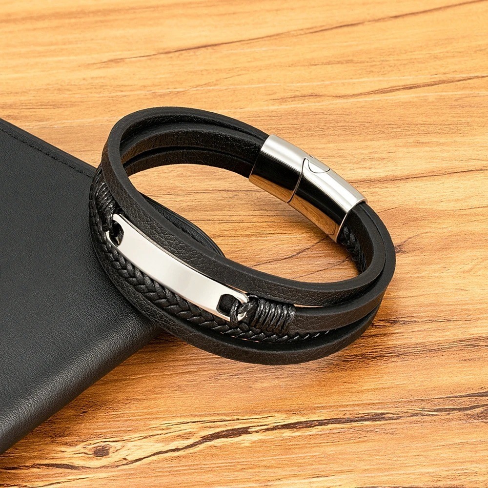 Men’s Multi-Strand Braided Leather Wrap Bracelet