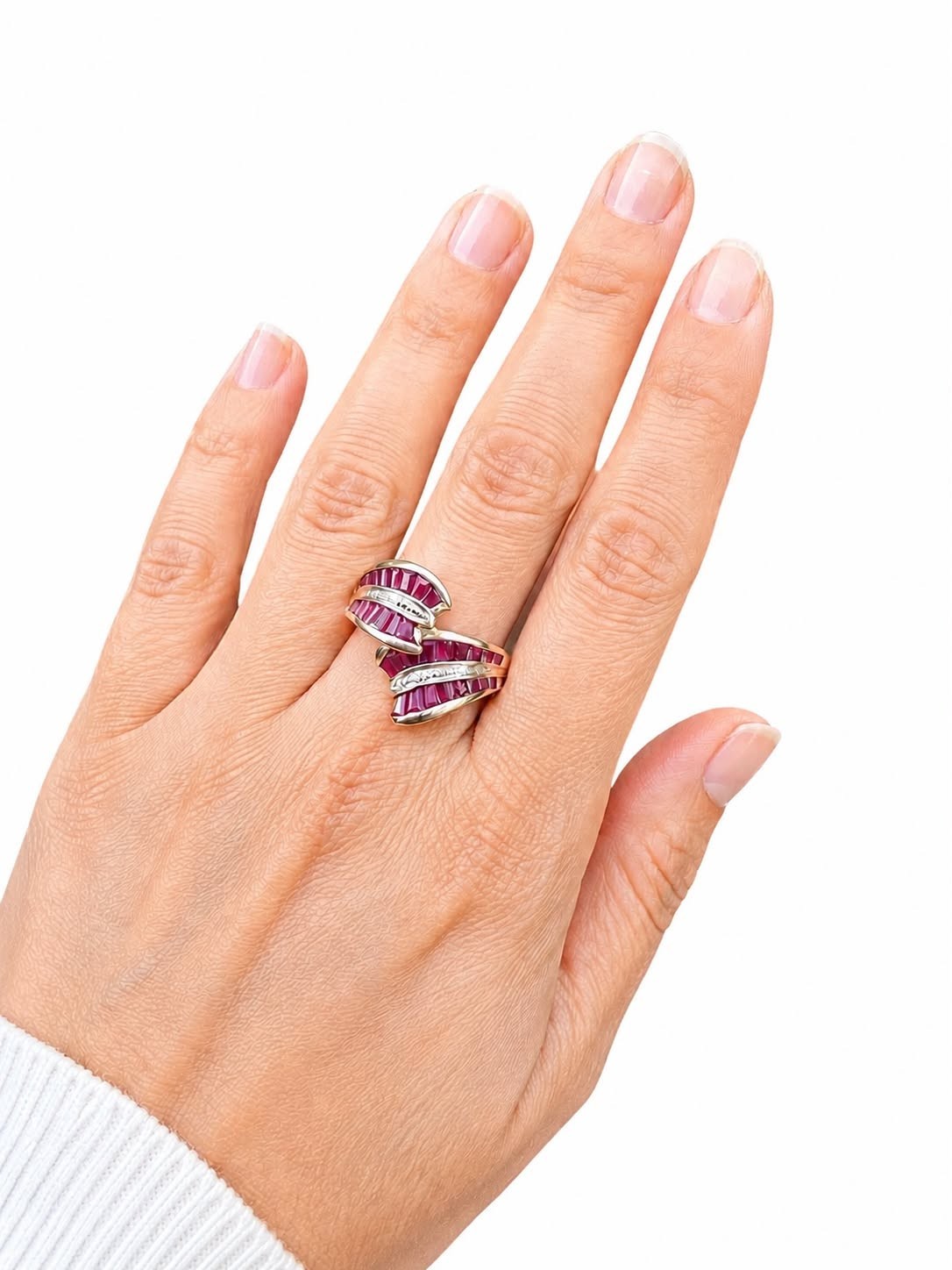 14K YELLOW GOLD 1.00 TCW RUBY CHANNEL 6/10th INCH WIDE BAND RING SIZE 8