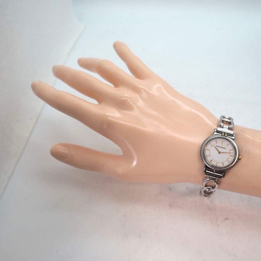 268 working Yves Saint Laurent watch white women’s round simple