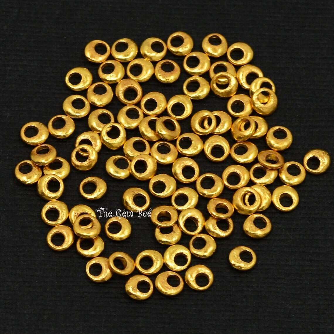 4mm 18k Yellow Gold Ancient Antique Rounded Donut Nugget Spacer Finding (5)
