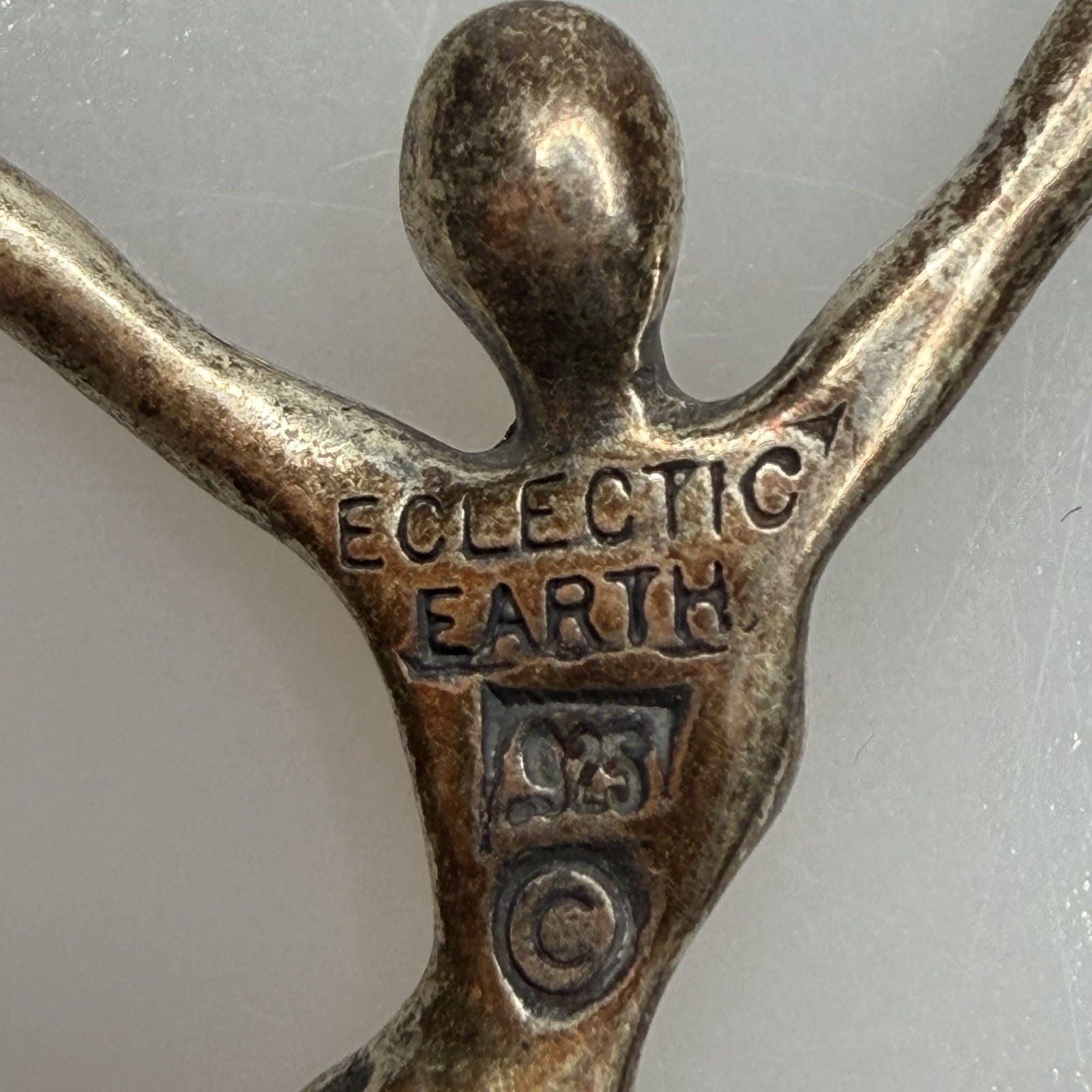 Eclectic Earth Sterling Silver 925 Ribbon Dancer Acrobat Hoop Earrings Patina