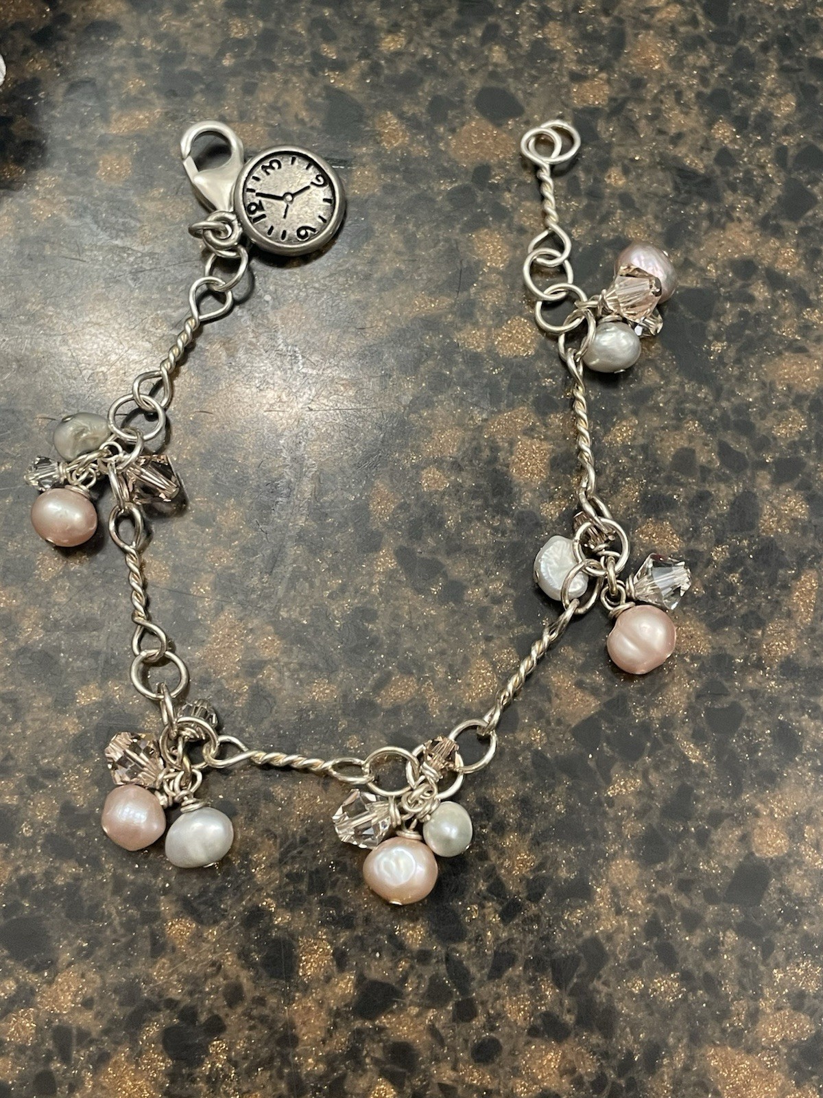 New Chic Sage Sterling Silver 925 Pearl Crystal Necklace Earring Bracket Set