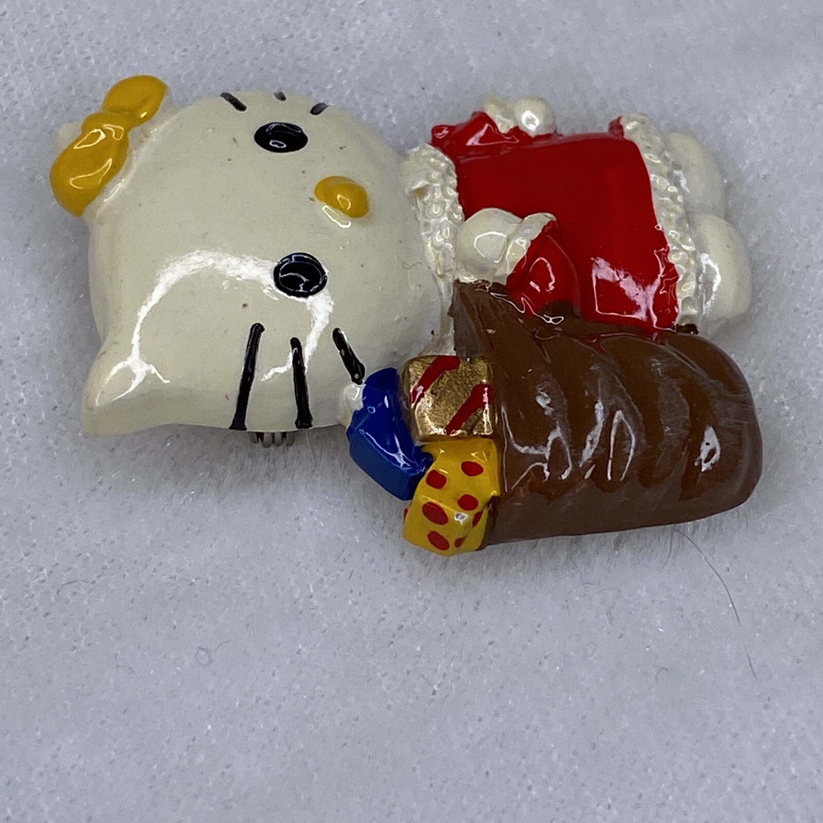 Vintage Hello Kitty Brooch Pin Christmas Jewelry 1.5″ long Plastic/Resin