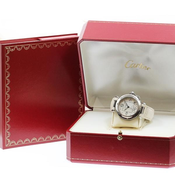 Cartier Pasha C W3106199 35mm SS Silver Dial Automatic Date Watch #C7453