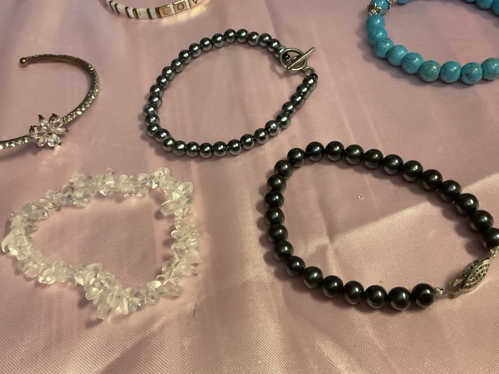 Women’s Fashion Bracelet Mixed Lot, 6pc Multicolor Metal/Stone Crystal Charms