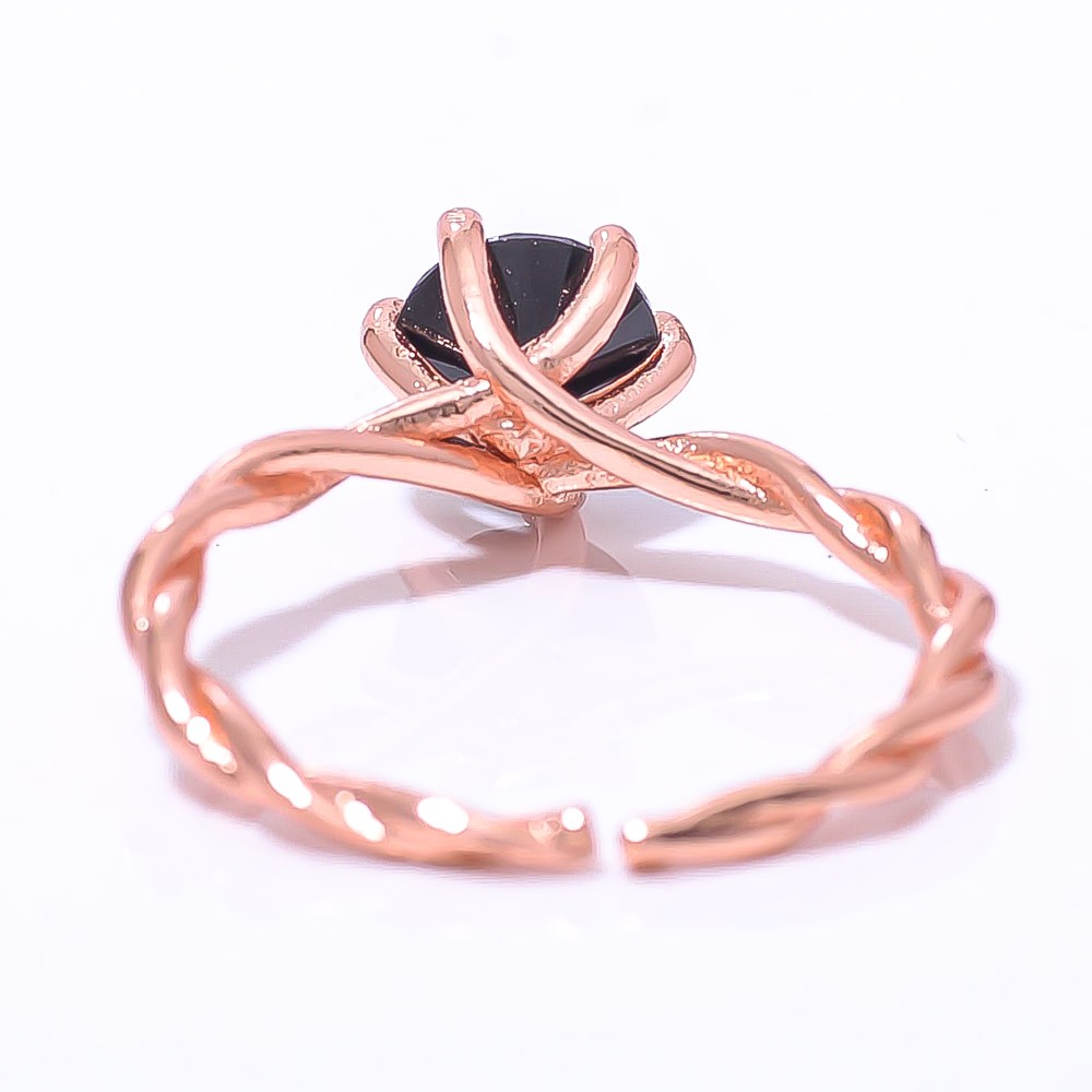 Black Spinel Gemstone Rose Gold Plated Ring Adst (5)