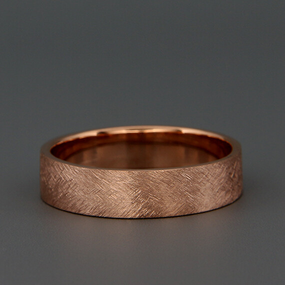 14K Rose Gold Rough Brushed Rustic Men Wedding Band | 3mm 4mm 5mm 6mm 7mm 8mm
