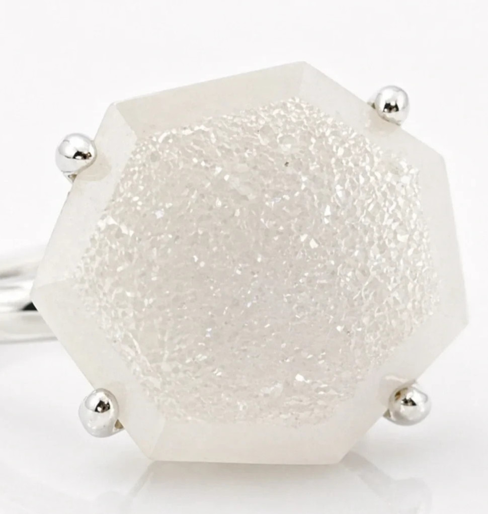 KENDRA SCOTT Silver Cynthia White Mix Stone Cuff Bracelet.
