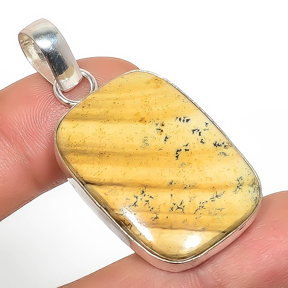 Natural Picture Jasper Gemstone 925 Silver Plated Pendant 1.95″ Tp7785-634