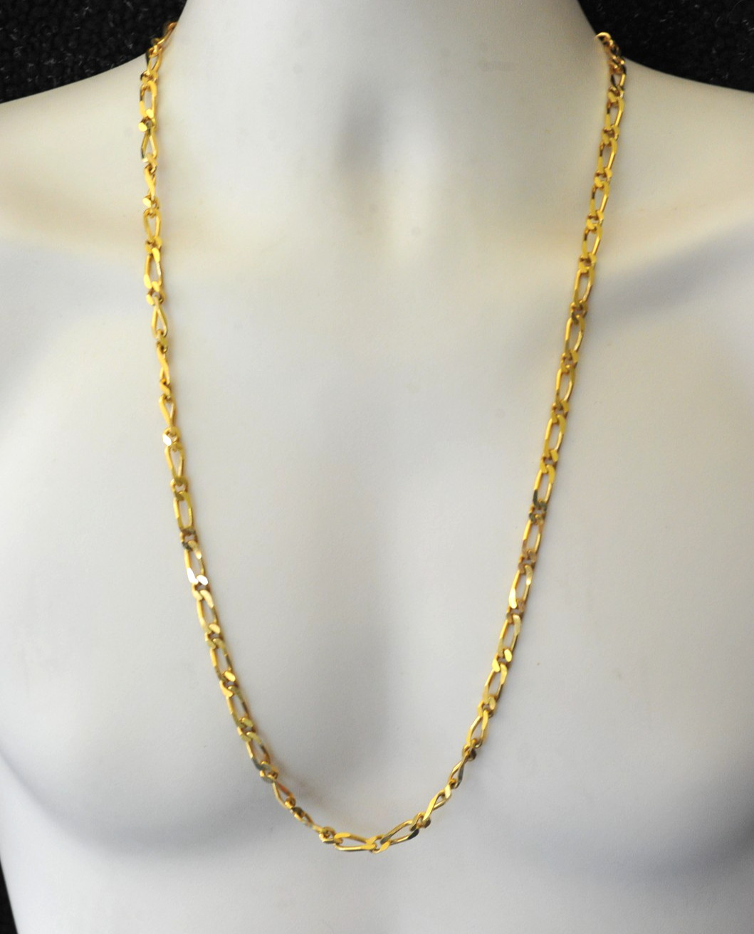 Vintage MONET Figaro Flat Link Gold Tone Chain 30” Long Necklace signed R25