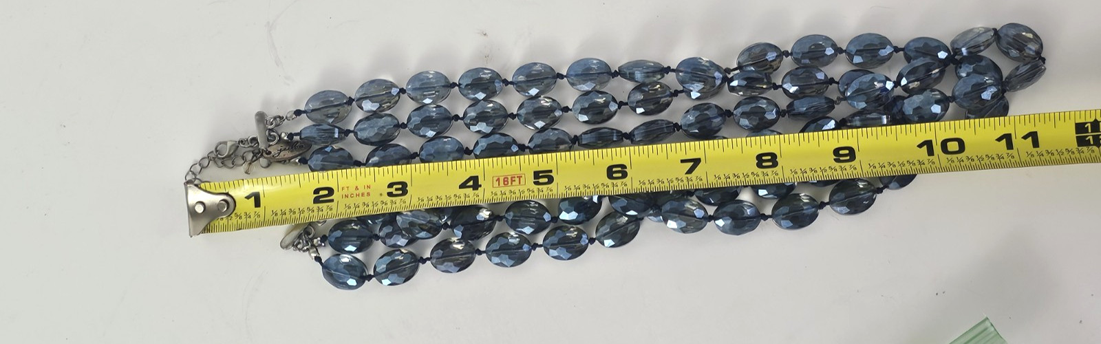 Jules Iridescent Blue Glass Faceted Beaded Necklace 3 Strand