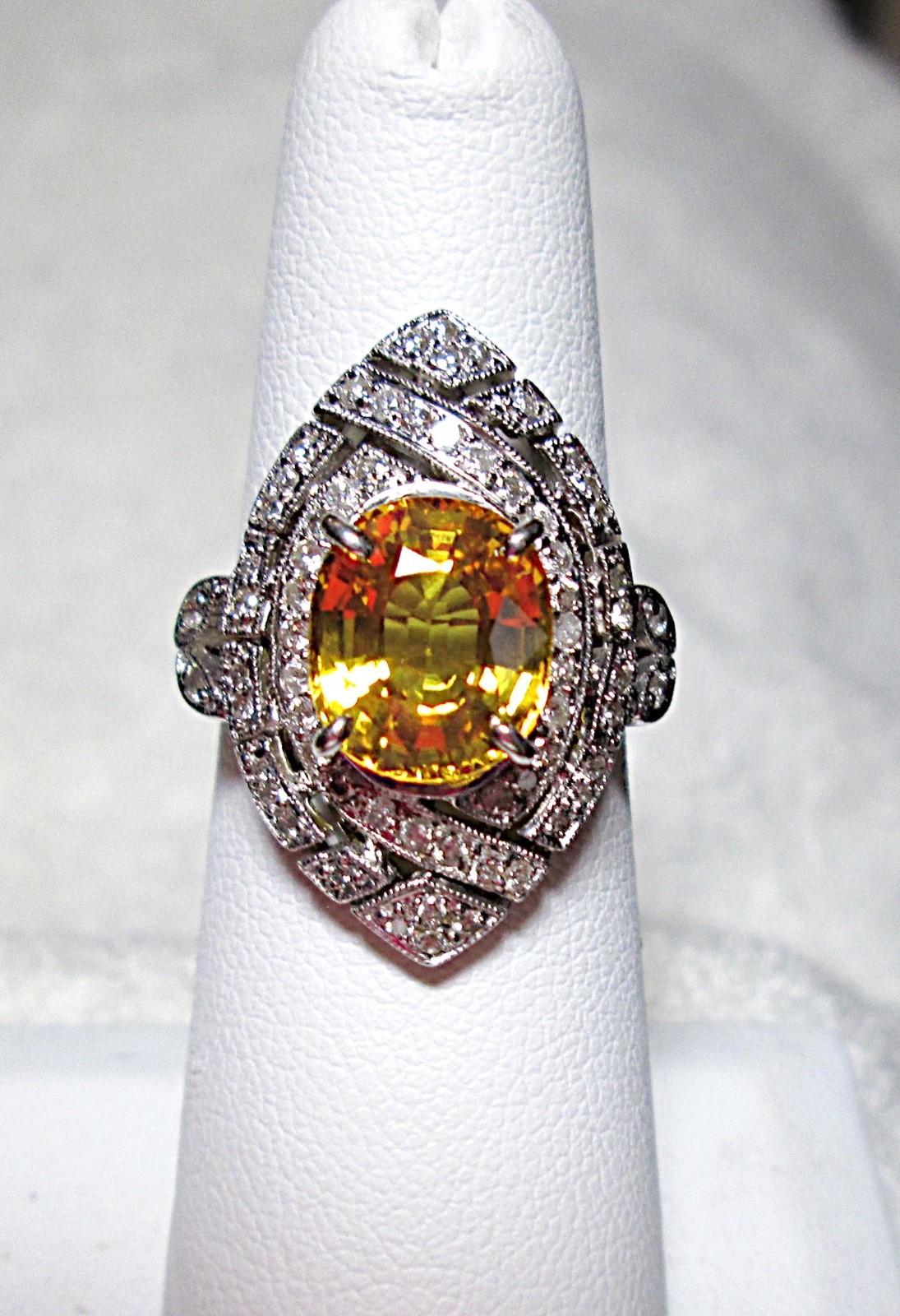 GORGEOUS 18K WG NATURAL SAPPHIRE DIAMOND RING SEPT BIRTHSTONE