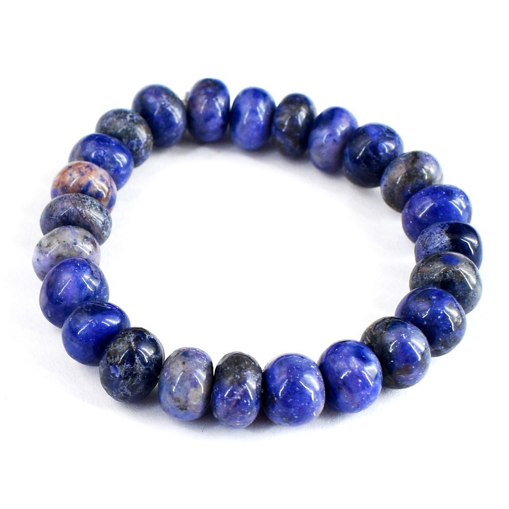 Round Shape Blue Sodalite 195.00 Cts Beaded Stretchable Bracelet VK 45 E746