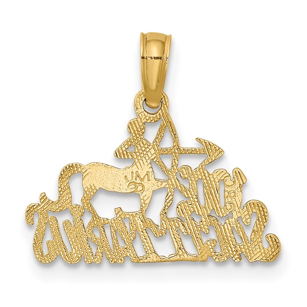 10K Yellow Gold 1 SAGITTARIUS Zodiac Charm Pendant L-14 mm, W-17.4 mm