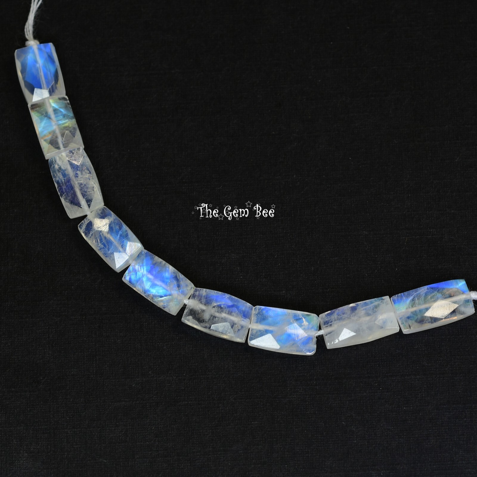 Rainbow Moonstone Faceted Tapered Rectangular Kite Center-Drilled Bead 3.6″