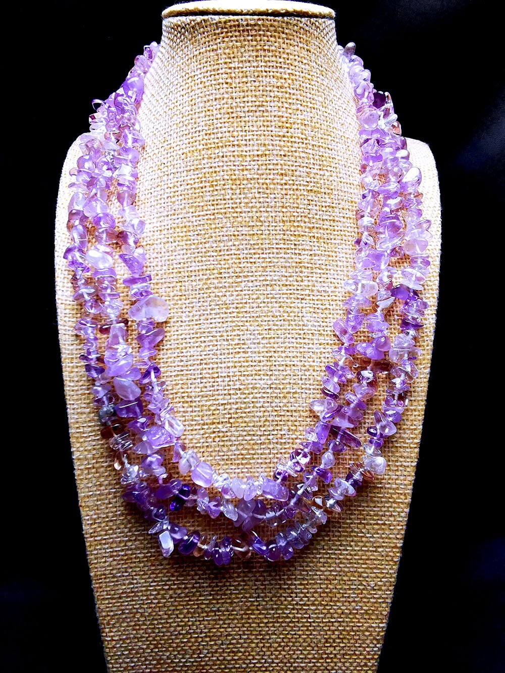 classic 3 strands chip Amecitrine necklace 19″-21″ 5-8mm jewelry marking supply