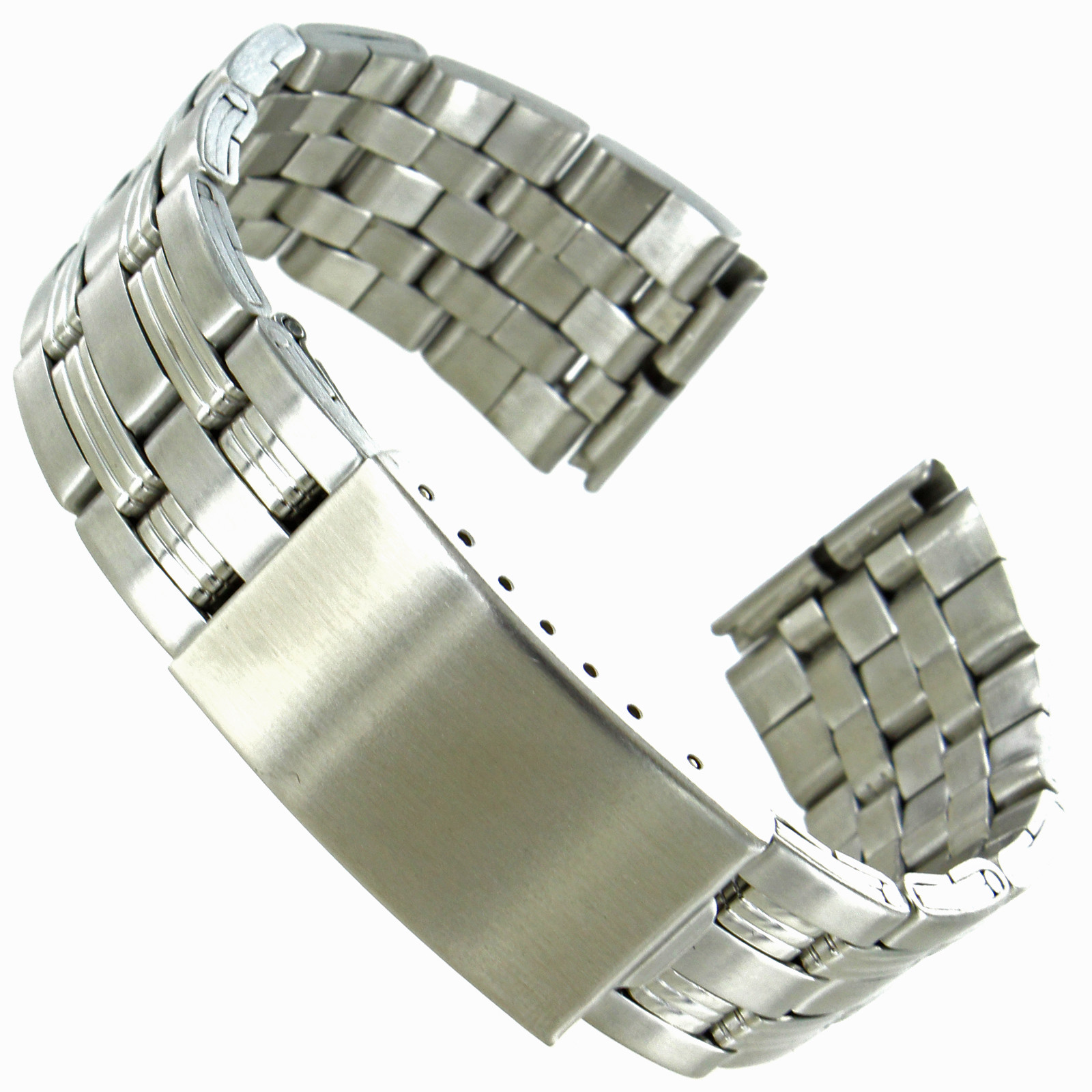 18mm or 20mm Hirsch Silver Triple Stripe Stainless Band Clasp Watch Band 5600