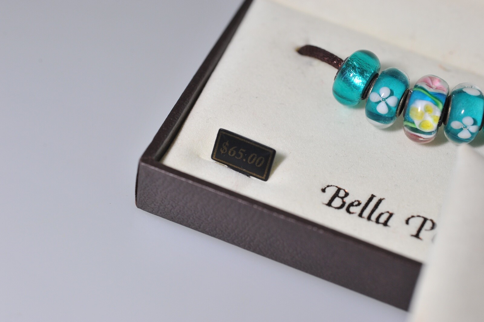 Bella Perlina Charm bracelet LOT blue turquoise black glass crystal PQ