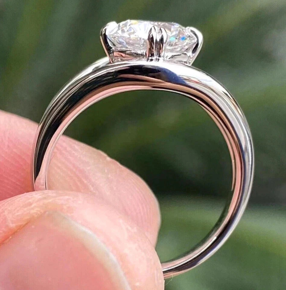 RARE Certified 3.00 Ct Ct White Treated Diamond Solitaire Ring In 925 Silver