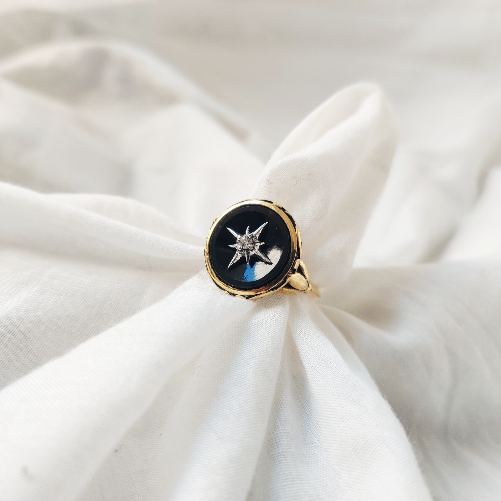black onyx 925 starling silver ring Victorian, Vintage, Art And Deco ,size 7