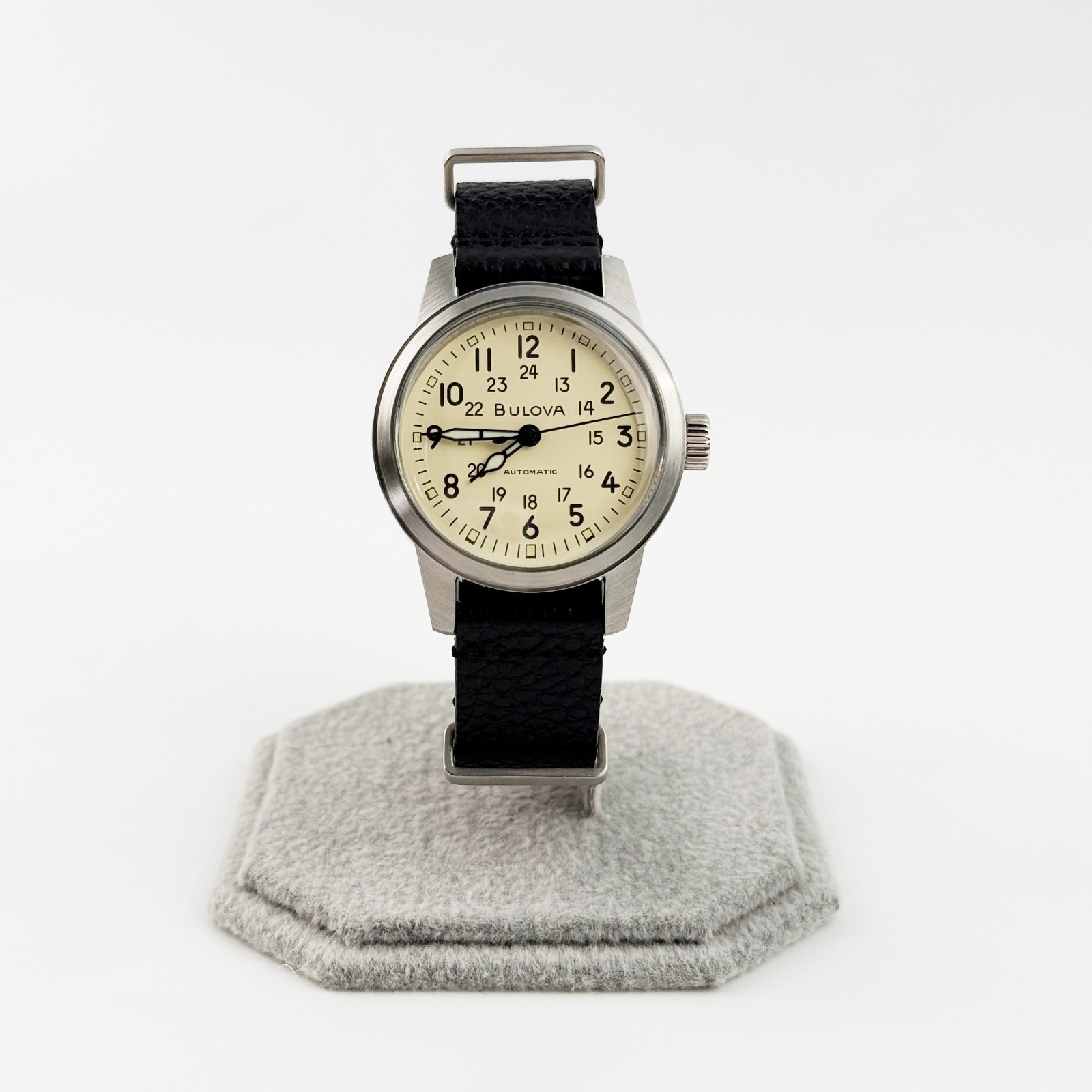 Bulova Hack Men’s Automatic Watch Military Sports Leather Strap 38 mm 96A246