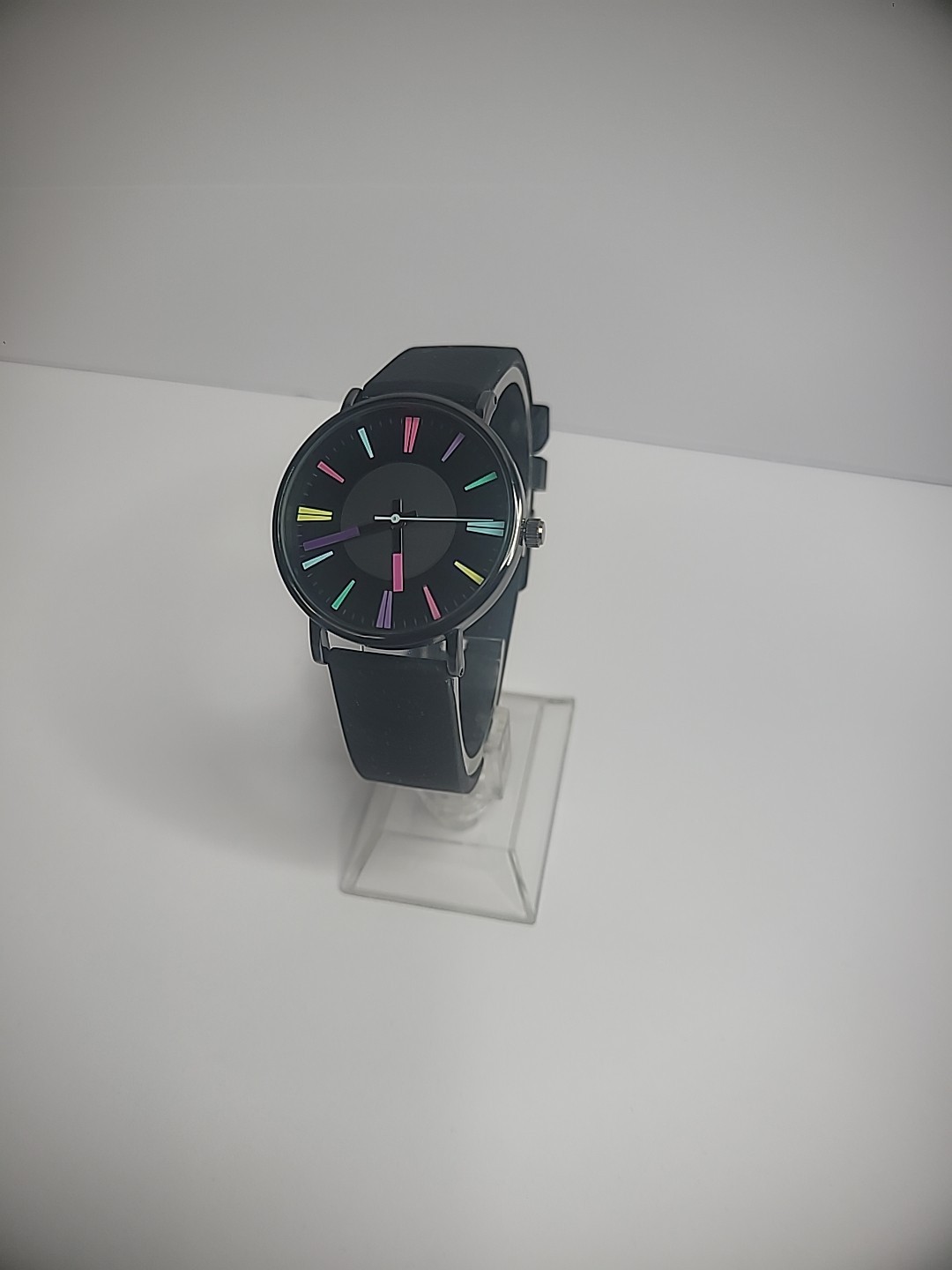 Wristwatch Womens Mens Black Pink Blue Black Band New Battery