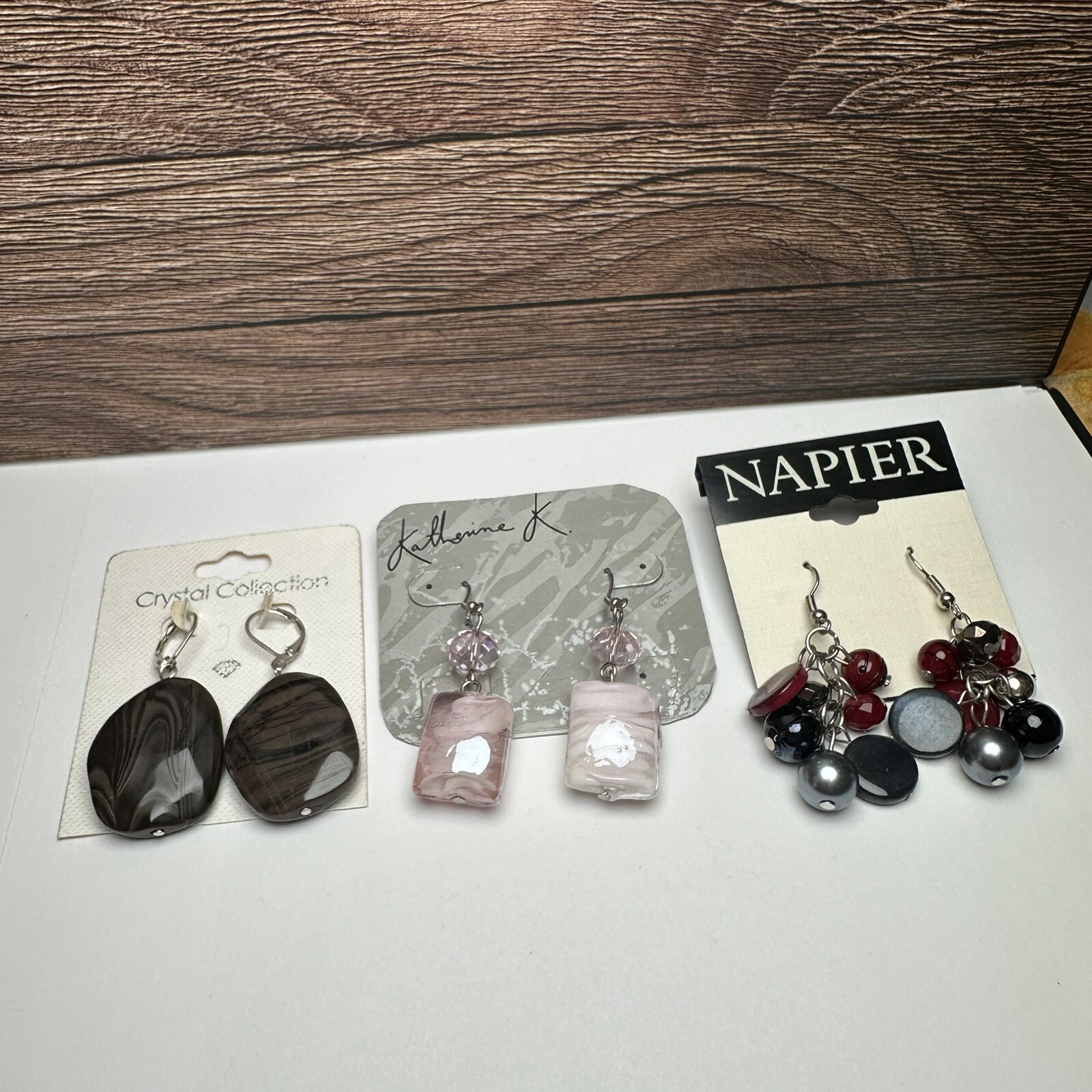 Silver Tone Beaded Dangle Drop Pierced Earrings NWT Lot Of 3