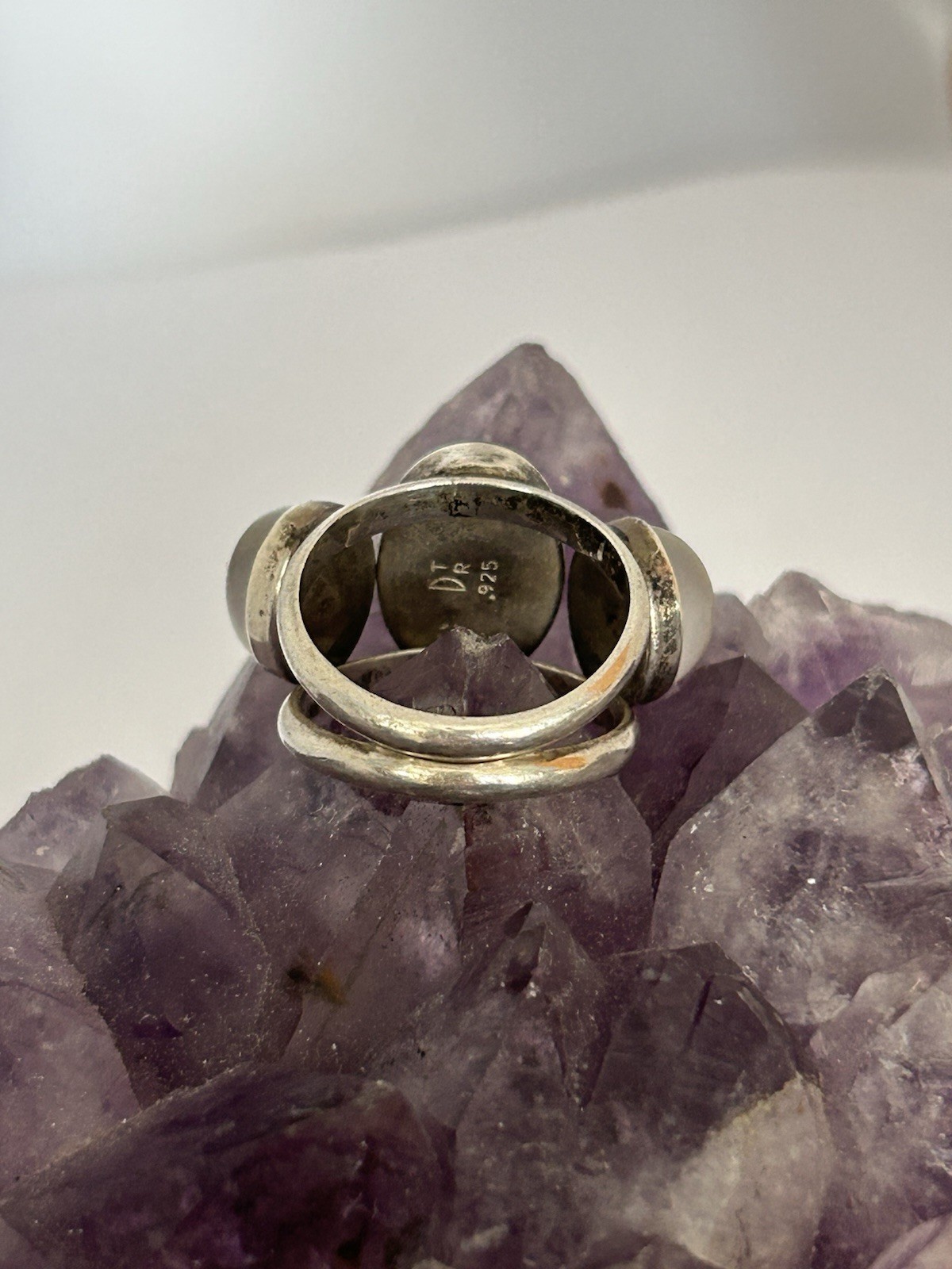 Jay King DTR .925 Sterling with Blue Pietersite and Pale Moonstones Ring size 6