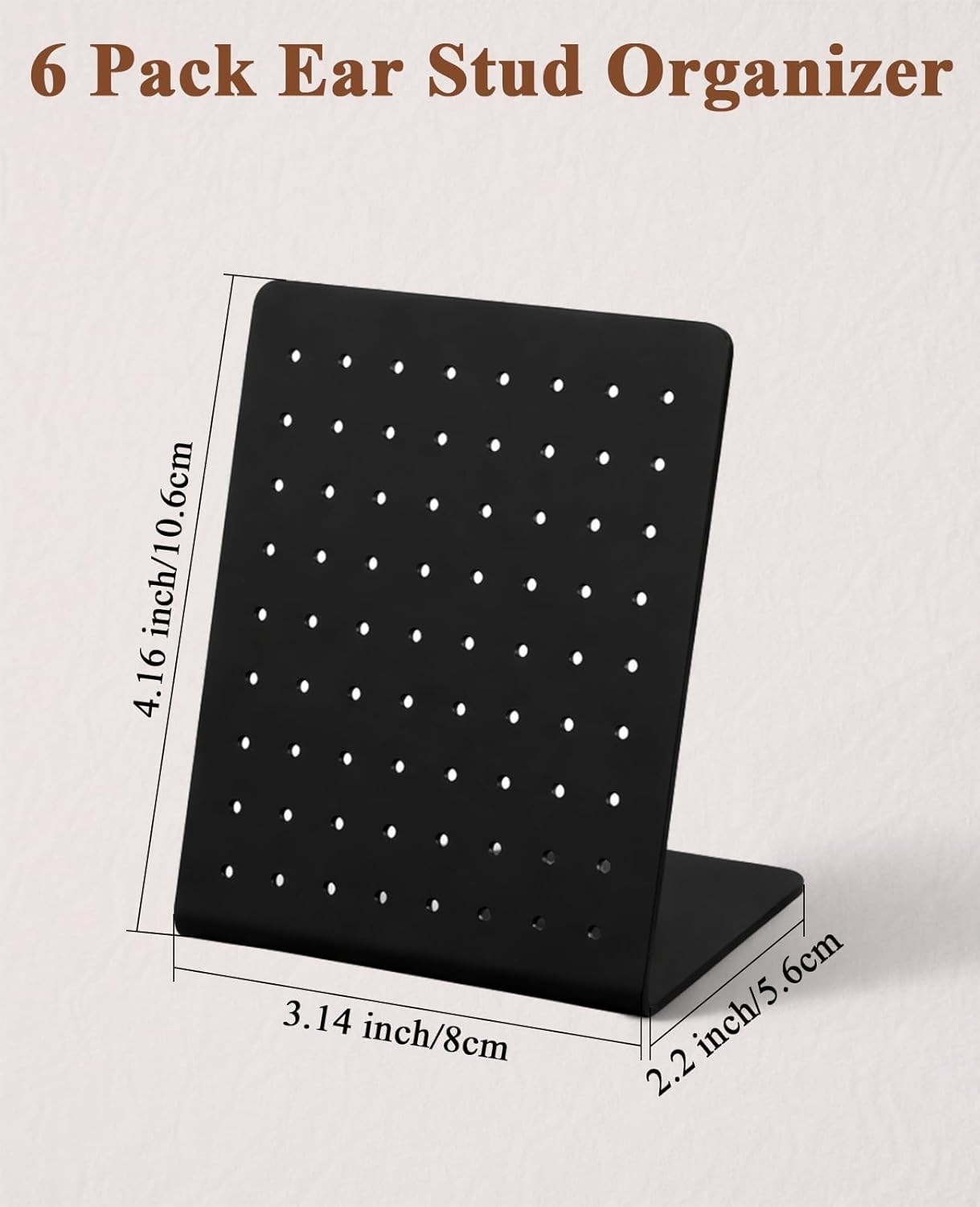 6 Pack 72 Hole Acrylic Earring Display Stand, Stud Earring Holder Set In Blac…