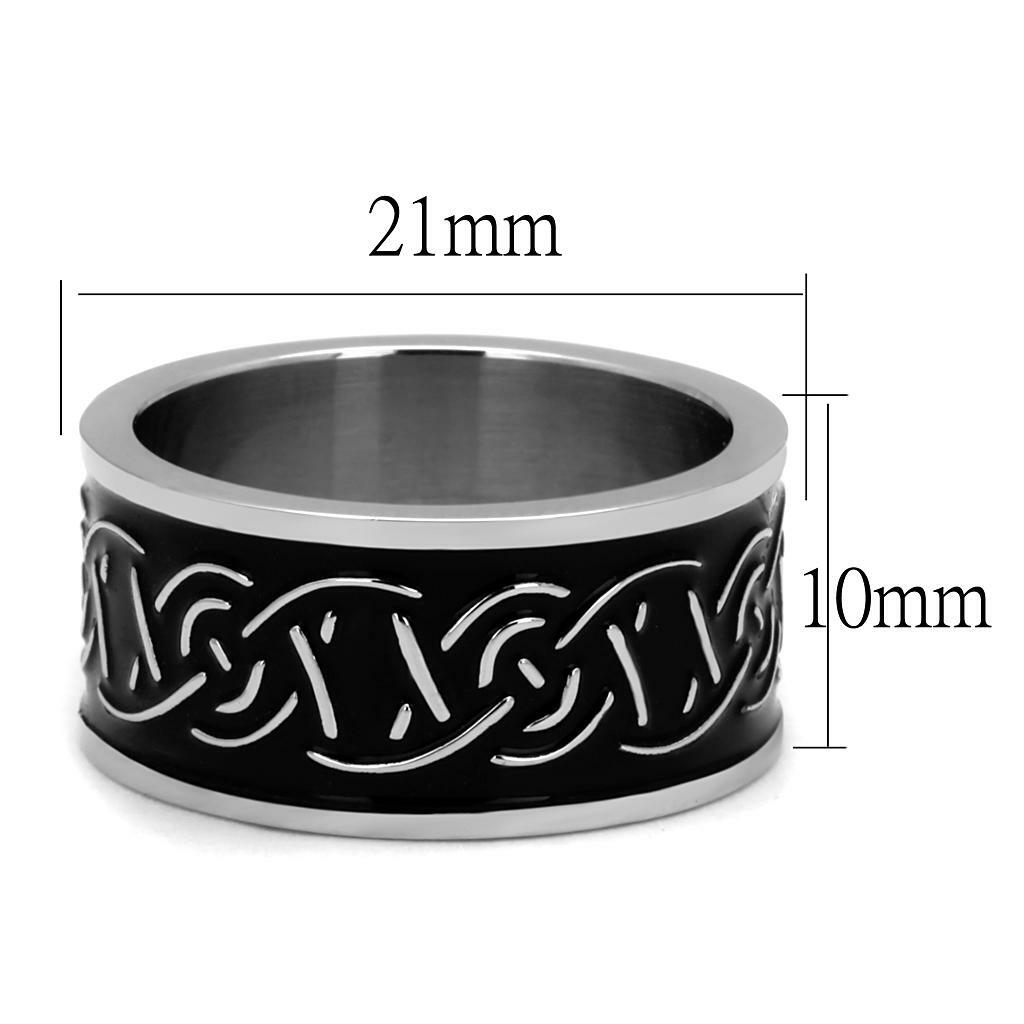 TK2922 – High polished (no plating) Stainless Steel Ring with Epoxy in Jet