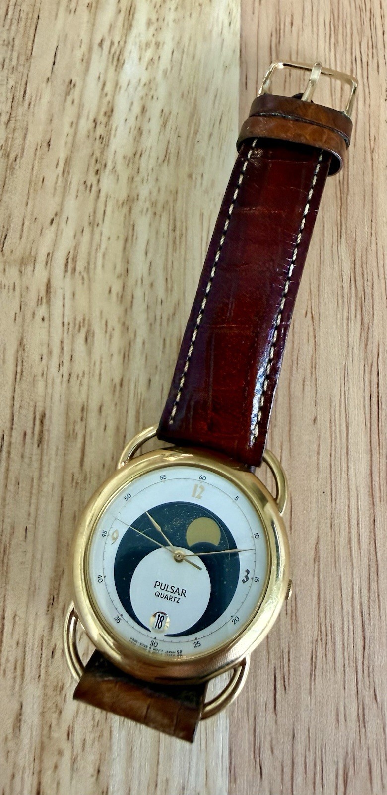 VINTAGE 1990s Men’s PULSAR GALILEO, Moon Phase by Seiko V338-6000 RUNNING GREAT
