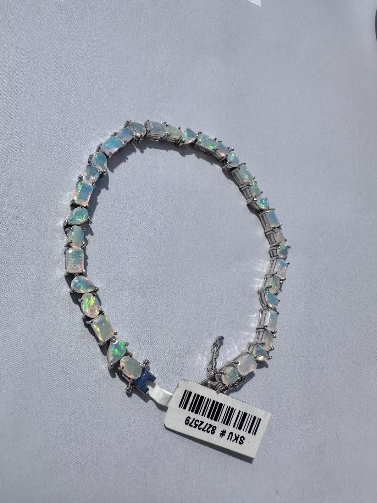 Stunning Genuine Opal Bracelet In Sterling Silver