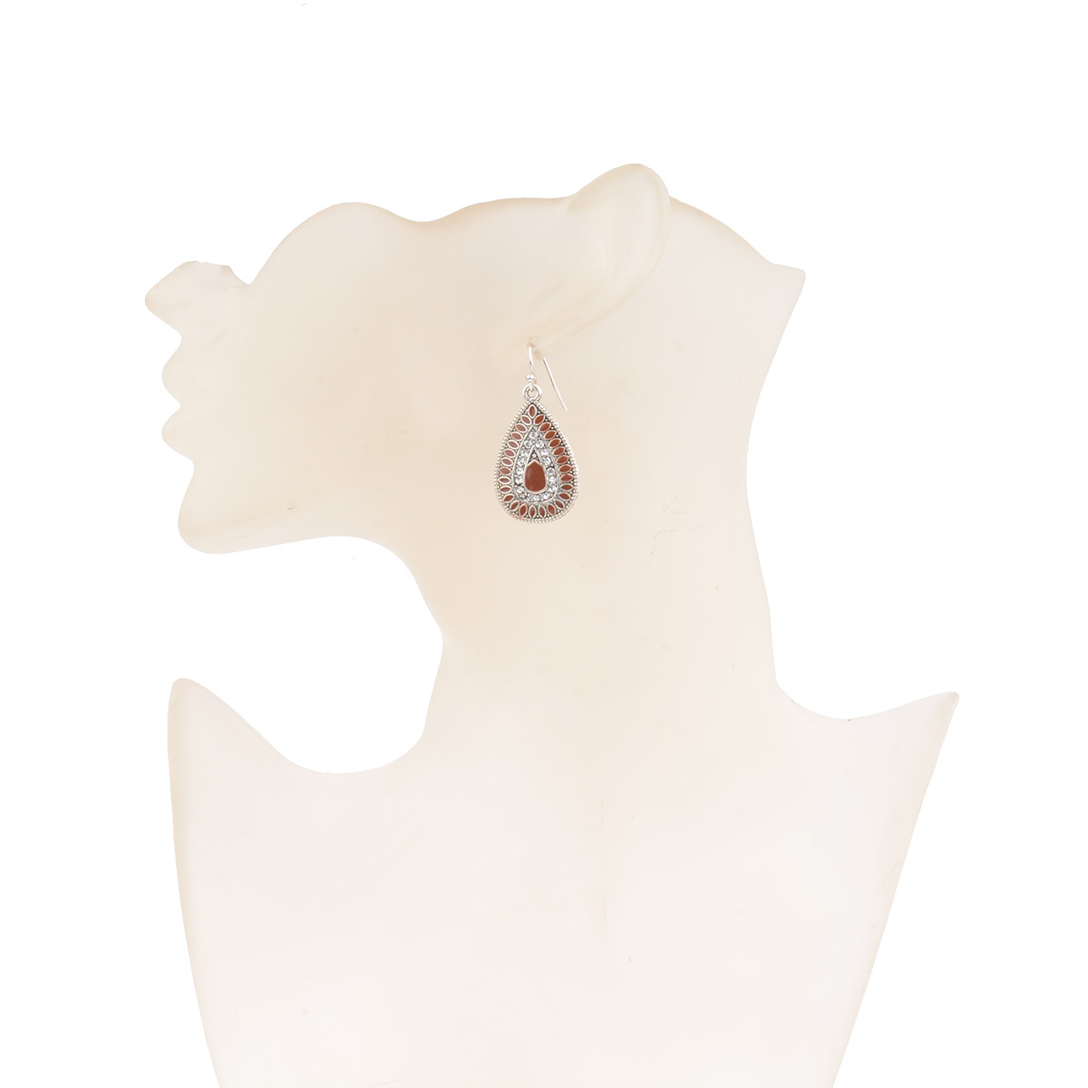New Vintage Bohemian Boho Ethnic Antique Oval Water Drop Carved Dangle Earrings