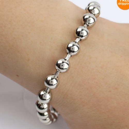 Lot 5pcs 6mm Stainless Steel Shiny Ball chain Bracelet Women Fave Silver Jewelry